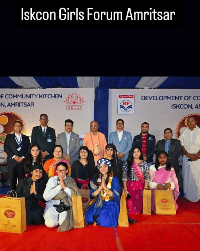 ISKCON Girls Forum Amritsar on stage at the Community Kitchen developmental event